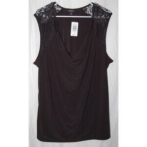 Torrid Womens Sleeveless Black Lace Shoulder Drape Neck Shirt 3